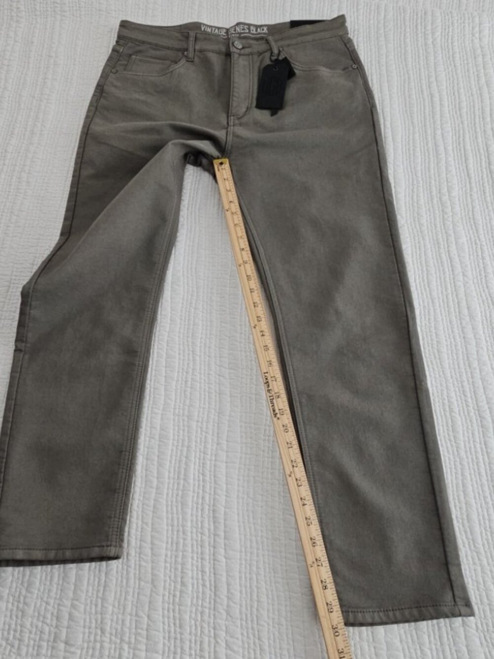 Vintage Genes Black Jeans Men's 36x30 Gray French Terry Denim Stretch NWT NEW - Picture 15 of 16